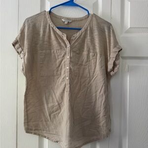 Lucky Brand Tan Boxy Button Down Shirt